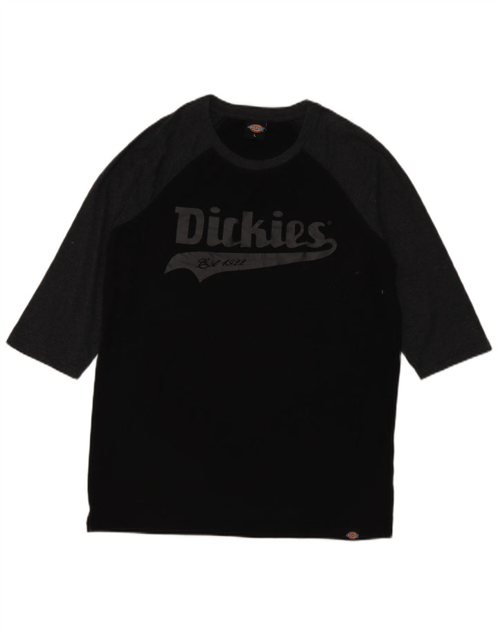 Dickies Mens Graphic Top 3/4 Sleeve Large Black Colourblock Cotton