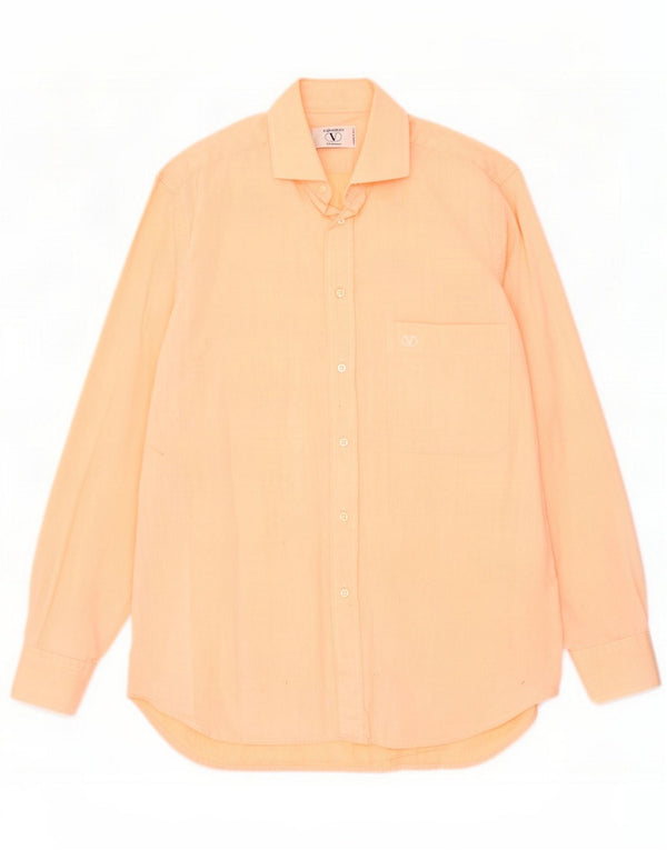 Valentino Mens Shirt Size 40 15 3/4 Large Orange Cotton