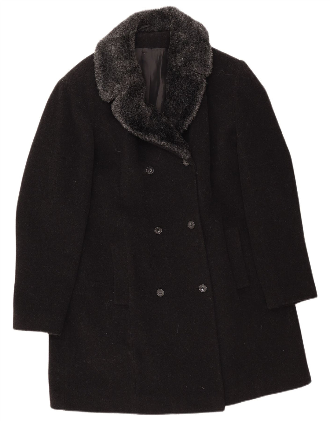 St. Bernard Womens Double Breasted Coat UK 16 Large Black Wool