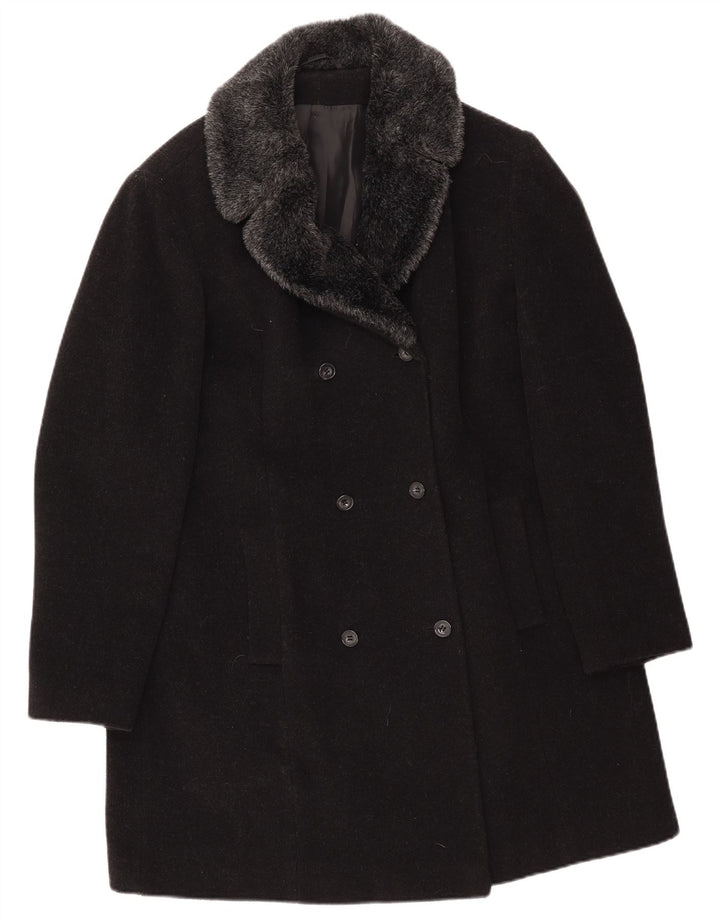 St. Bernard Womens Double Breasted Coat UK 16 Large Black Wool