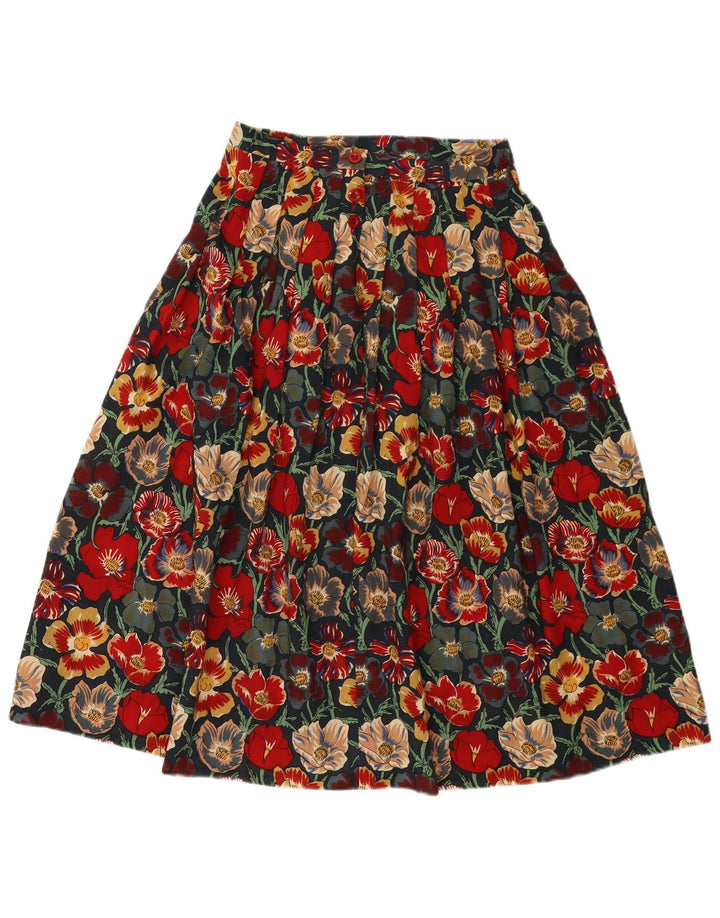 Jaeger Womens Flared Skirt UK 14 Medium W28 Multicoloured Floral Wool