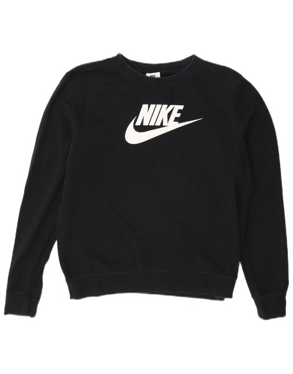 Nike Womens Graphic Oversized Sweatshirt Jumper UK 10 Small Black Cotton