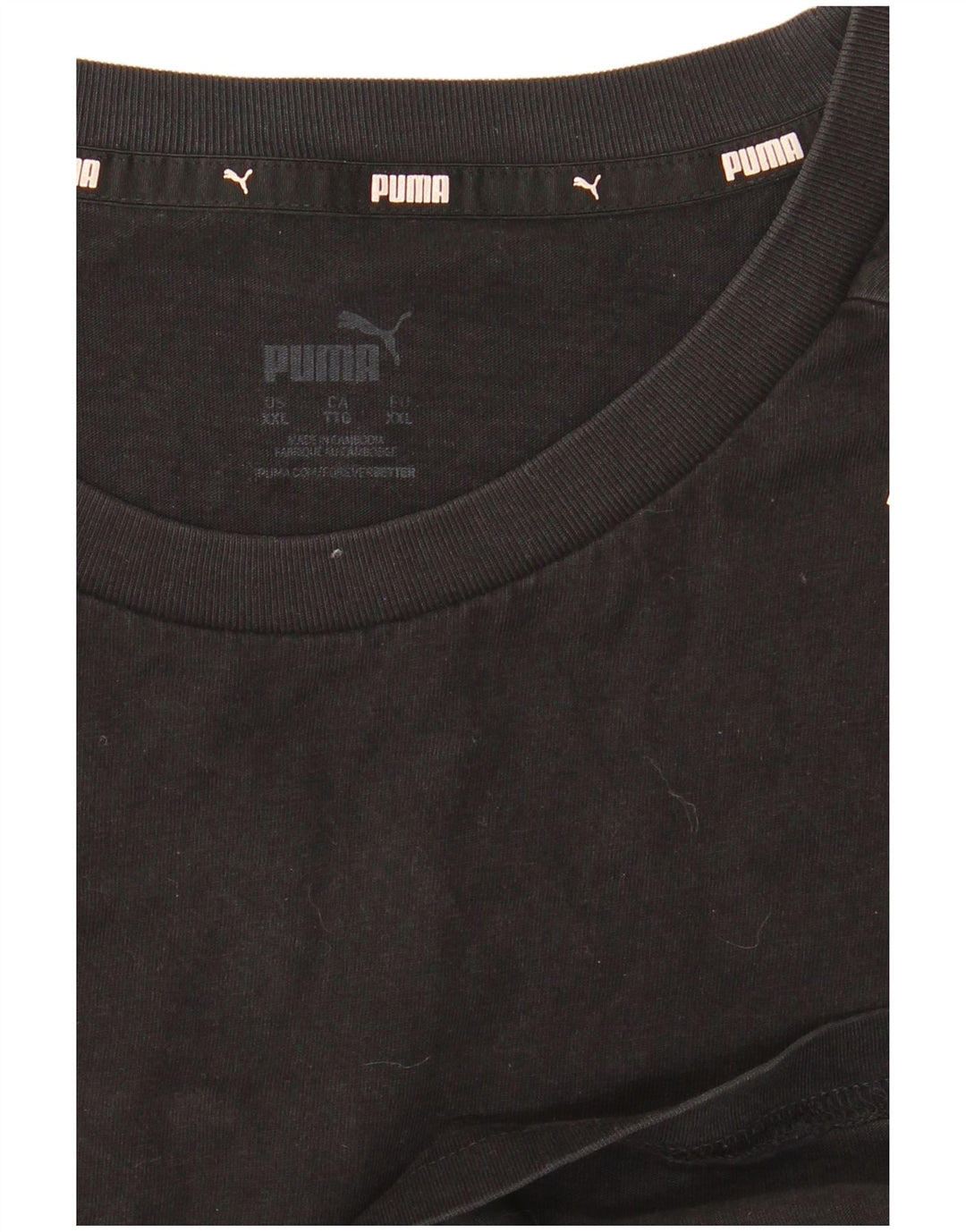 PUMA Mens T-Shirt Top 2XL Black Cotton