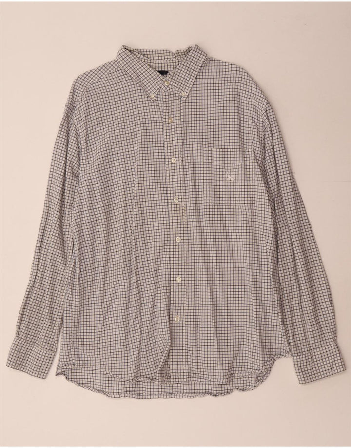 Chaps Mens Shirt XL White Check Cotton