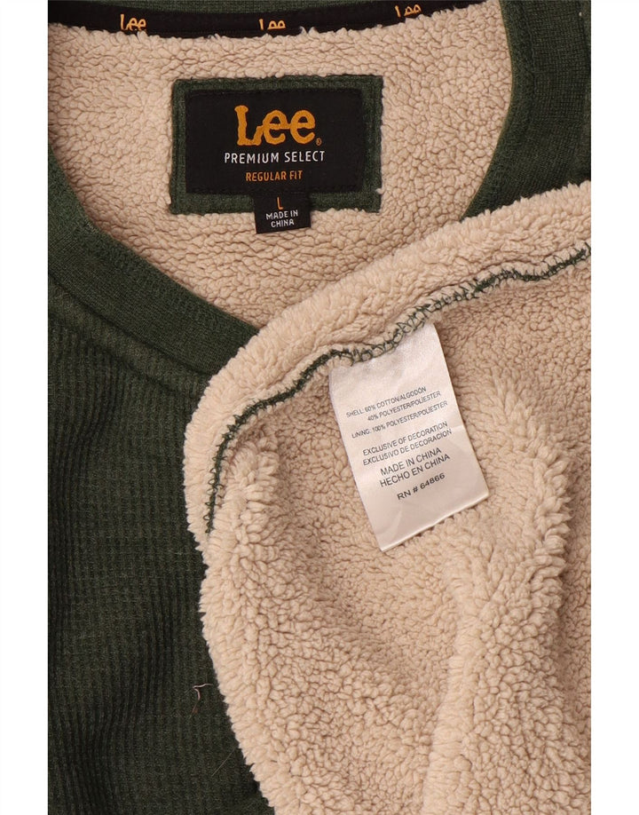 Lee Mens Regular Fit Sweatshirt Jumper Large Green Cotton