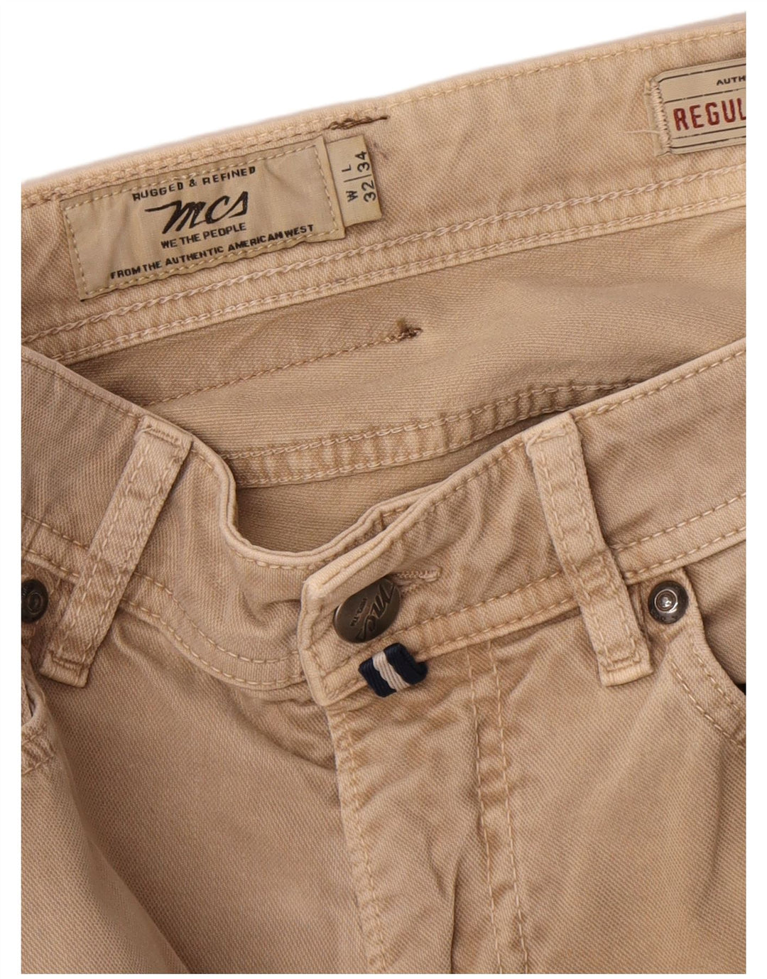 Marlboro Classics Mens Straight Casual Trousers W32 L28 Beige