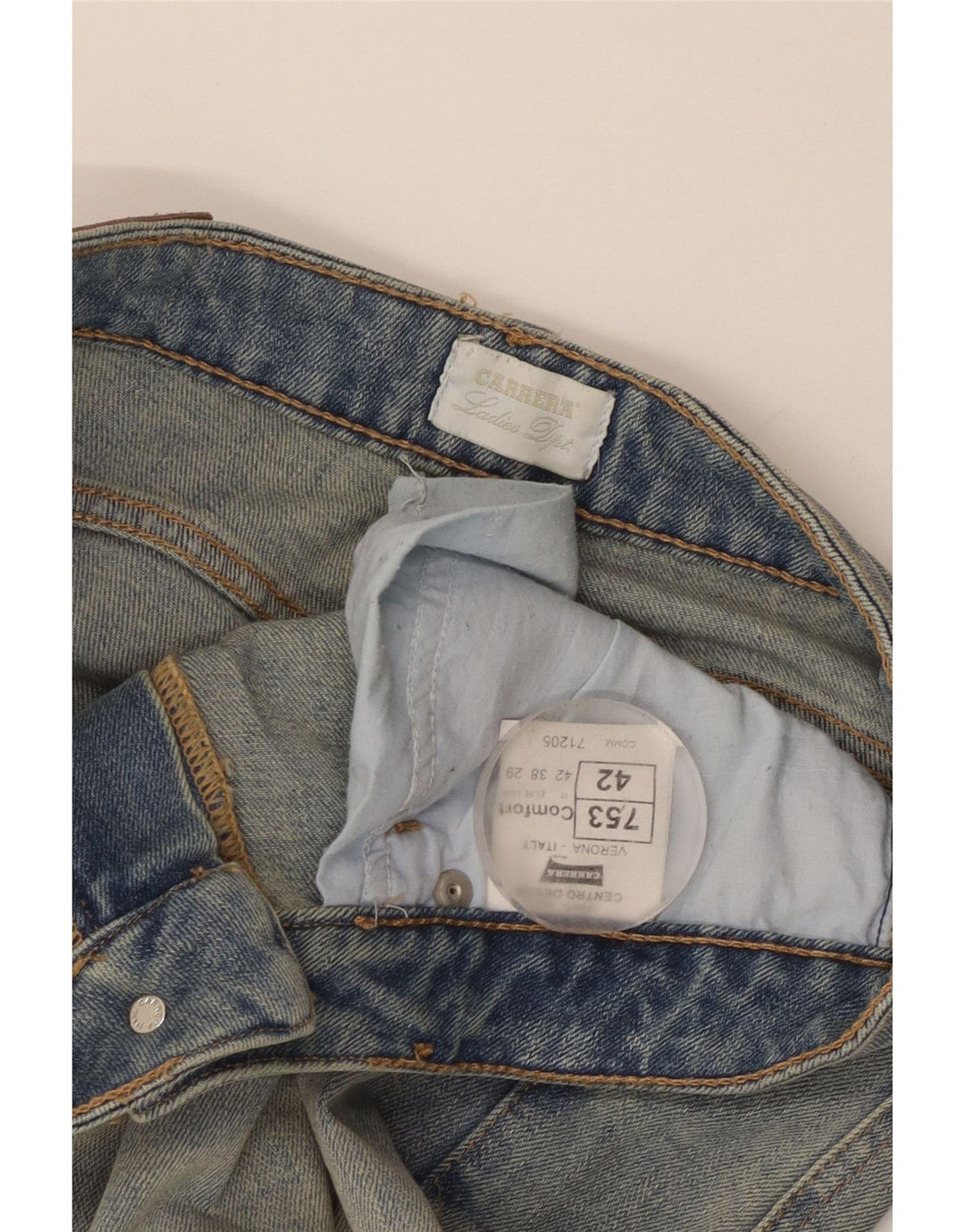 Carrera Womens Distressed Tapered Jeans IT 42 Medium W29 L29 Blue Cotton