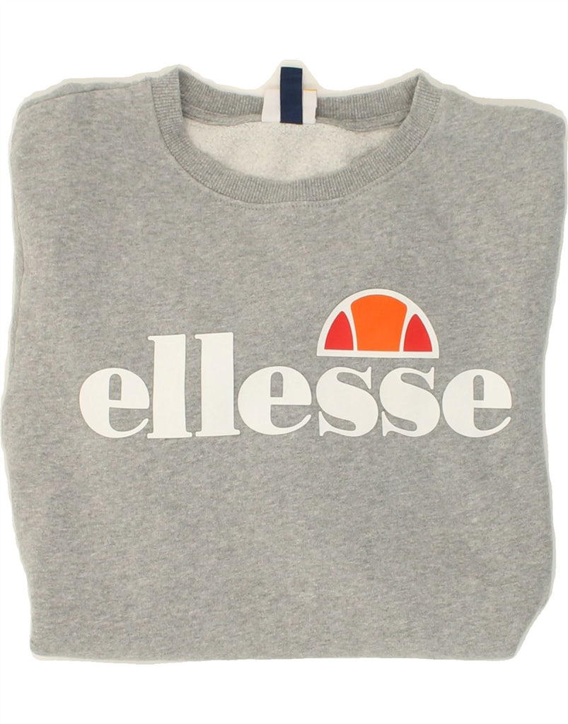 ELLESSE Womens Graphic Sweatshirt Jumper UK 8 Small Grey Cotton | Vintage Ellesse | Thrift | Second-Hand Ellesse | Used Clothing | Messina Hembry 