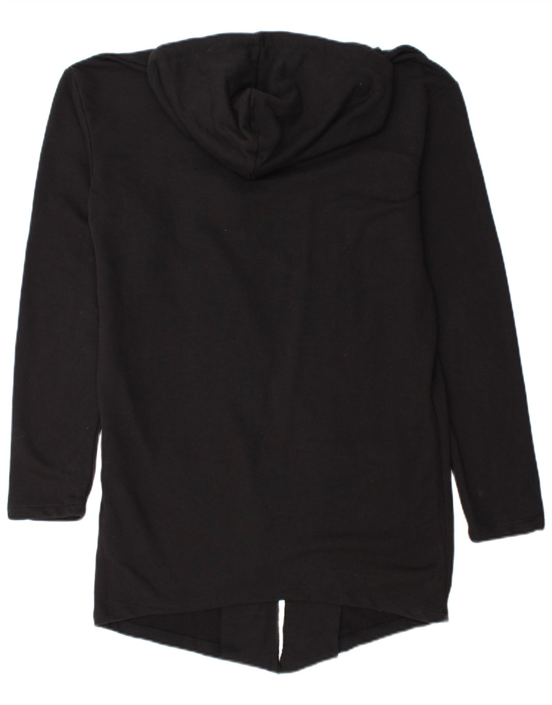 ZARA Womens Longline Hooded Cardigan Sweater UK 10 Small Black Cotton
