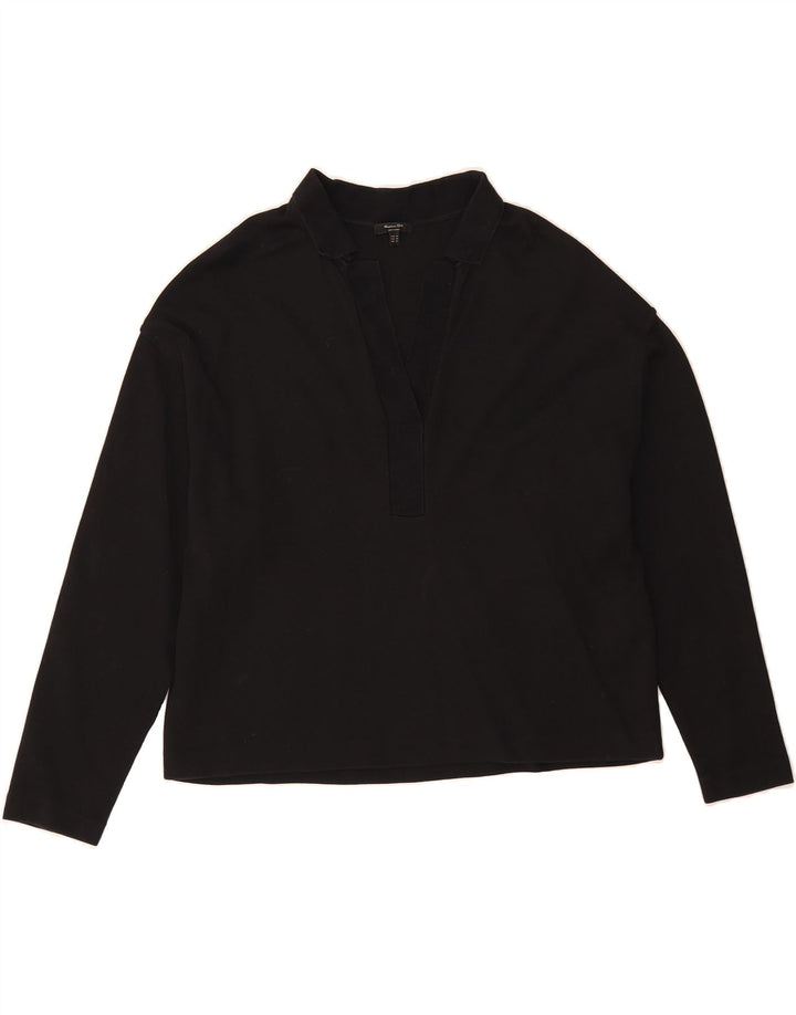 MASSIMO DUTTI Womens Long Sleeve Polo Shirt UK 14 Medium Black Cotton Vintage Massimo Dutti and Second-Hand Massimo Dutti from Messina Hembry 