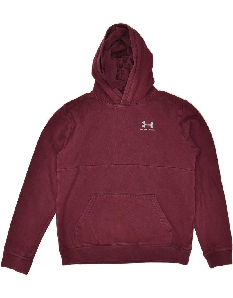 UNDER ARMOUR Boys Hoodie Jumper 15-16 Years XL  Burgundy Cotton | Vintage Under Armour | Thrift | Second-Hand Under Armour | Used Clothing | Messina Hembry 