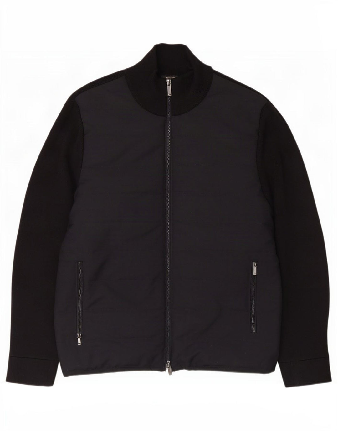 Massimo Dutti Mens Bomber Jacket UK 42 XL Black Cotton