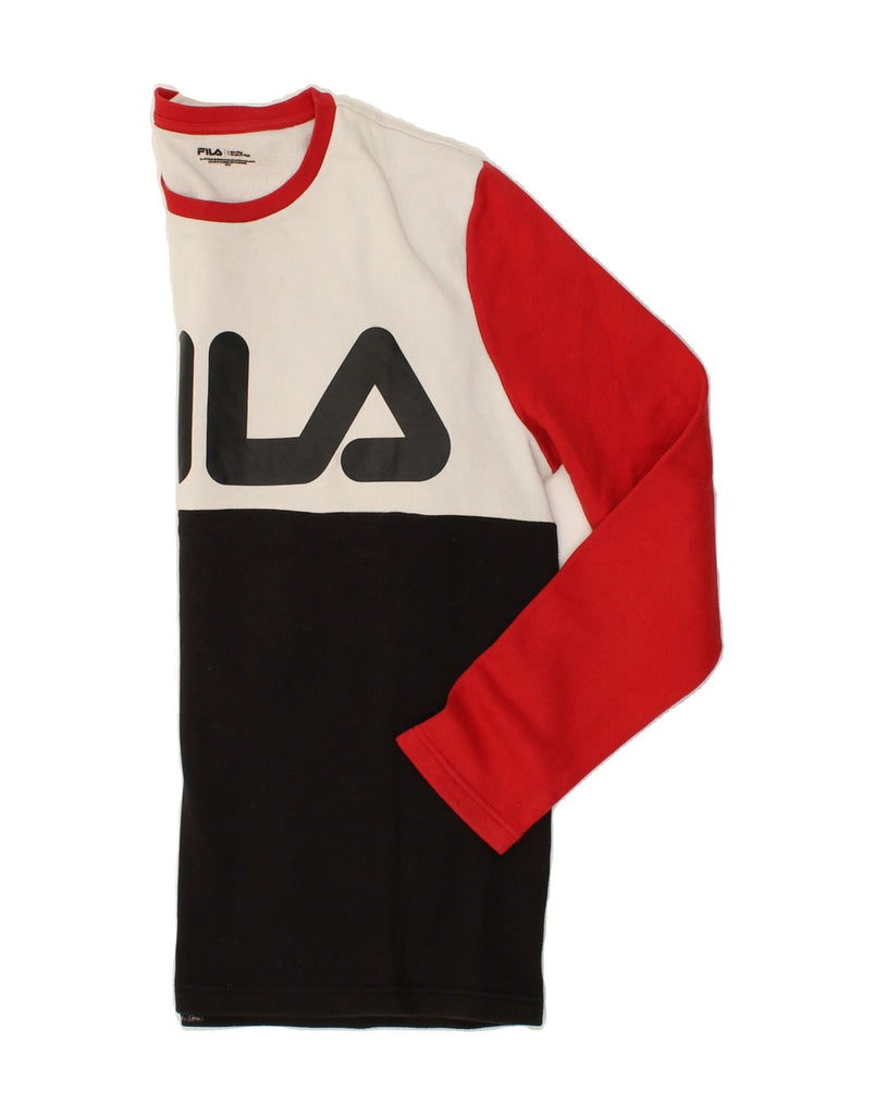 FILA Mens Graphic Top Long Sleeve Large Multicoloured Colourblock Cotton | Vintage Fila | Thrift | Second-Hand Fila | Used Clothing | Messina Hembry 