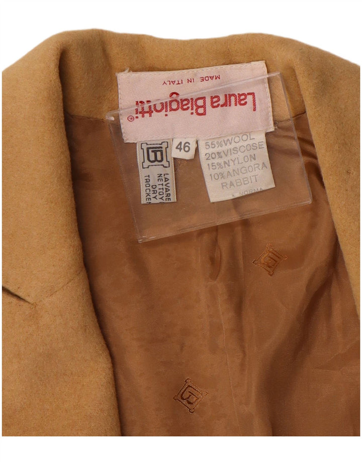 LAURA BIAGIOTTI Womens Overcoat IT 46 Large Beige Wool