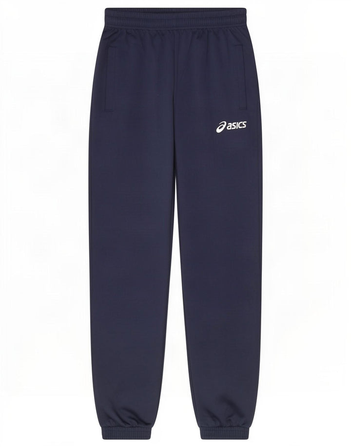 Asics Mens Tracksuit Trousers Joggers Small Navy Blue Polyester