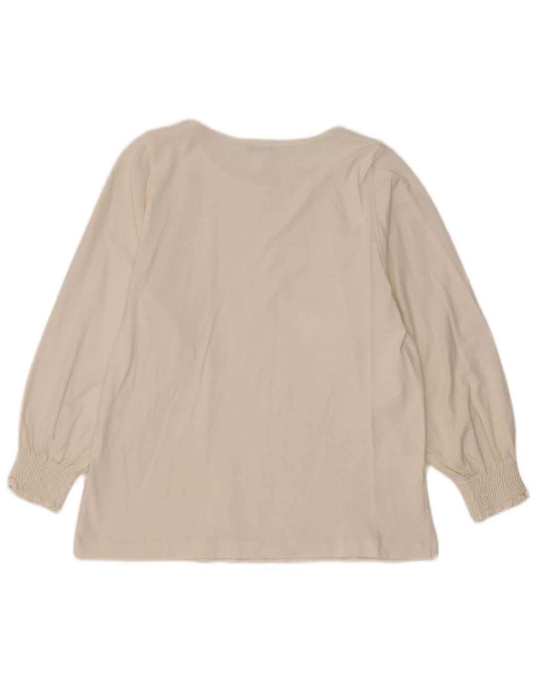 BENETTON Womens Long Sleeve Blouse Top UK 14 Medium White Cotton