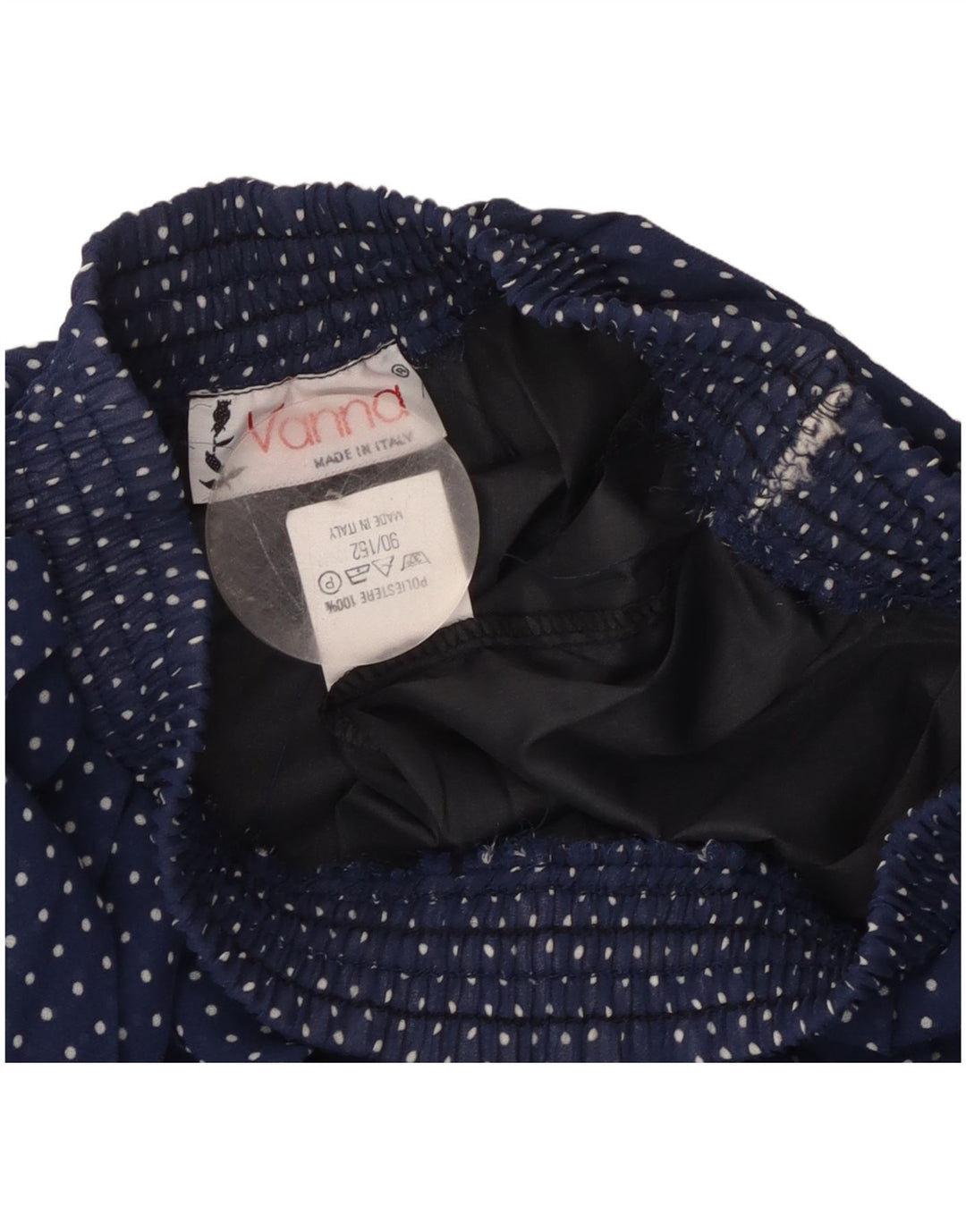 Vintage Womens Pleated Skirt W26 Small Navy Blue Polka Dot Polyester