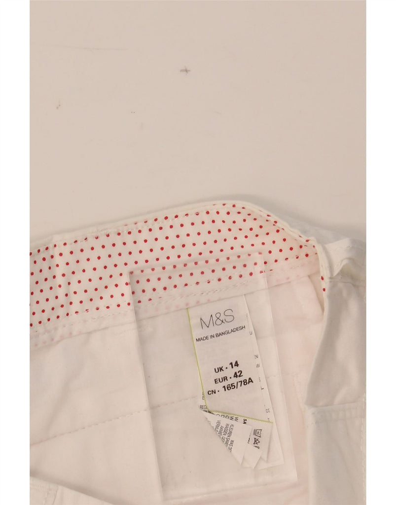 MARKS & SPENCER Womens Slim Capri Trousers UK 14 Large W34 L24 White Vintage Marks & Spencer and Second-Hand Marks & Spencer from Messina Hembry 