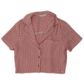 PULL & BEAR Womens Crop Short Sleeve Shirt Blouse UK 6 XS Red Striped