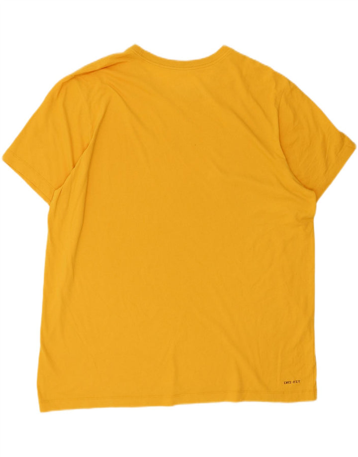 JORDAN Mens Dri Fit T-Shirt Top 2XL Yellow Vintage Jordan and Second-Hand Jordan from Messina Hembry 