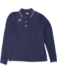 KAPPA Boys Polo Shirt 13-14 Years Medium Navy Blue Cotton