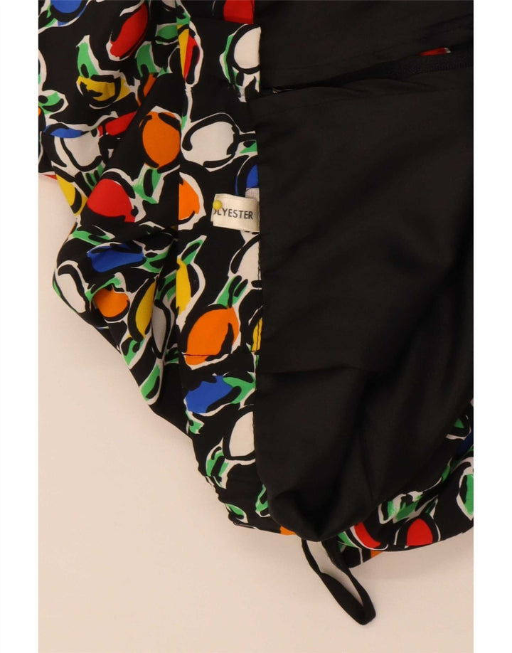 Vintage Womens Midi Skirt W30 Medium Black Floral Polyester