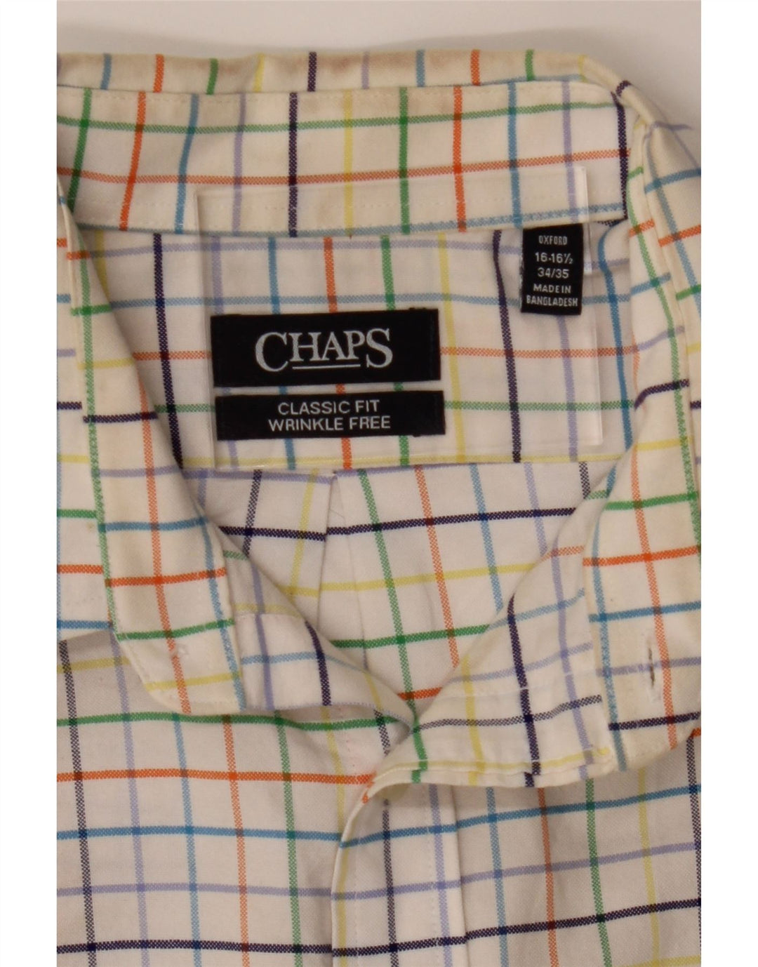 CHAPS Mens Classic Fit Shirt Size 16 1/2 Large White Check Cotton Vintage Chaps and Second-Hand Chaps from Messina Hembry 