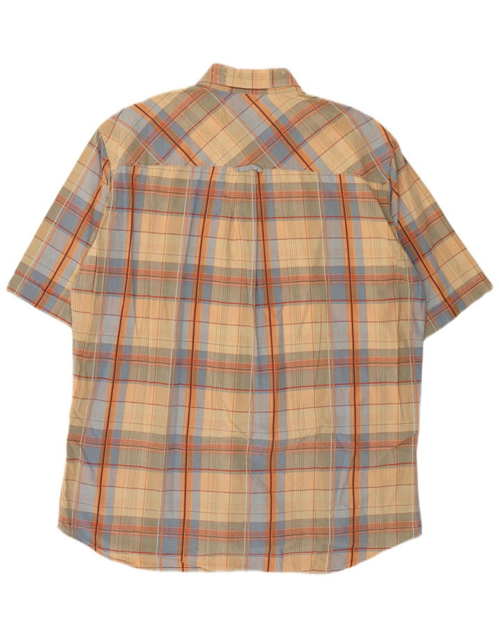 Marlboro Classics Mens Short Sleeve Shirt XL Beige Check Cotton