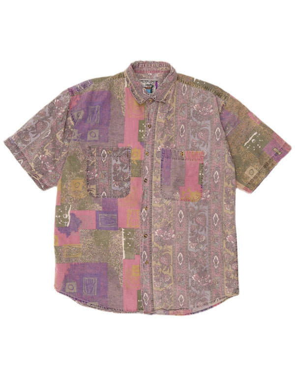 Southern Mens Short Sleeve Shirt XL Multicoloured Patchwork