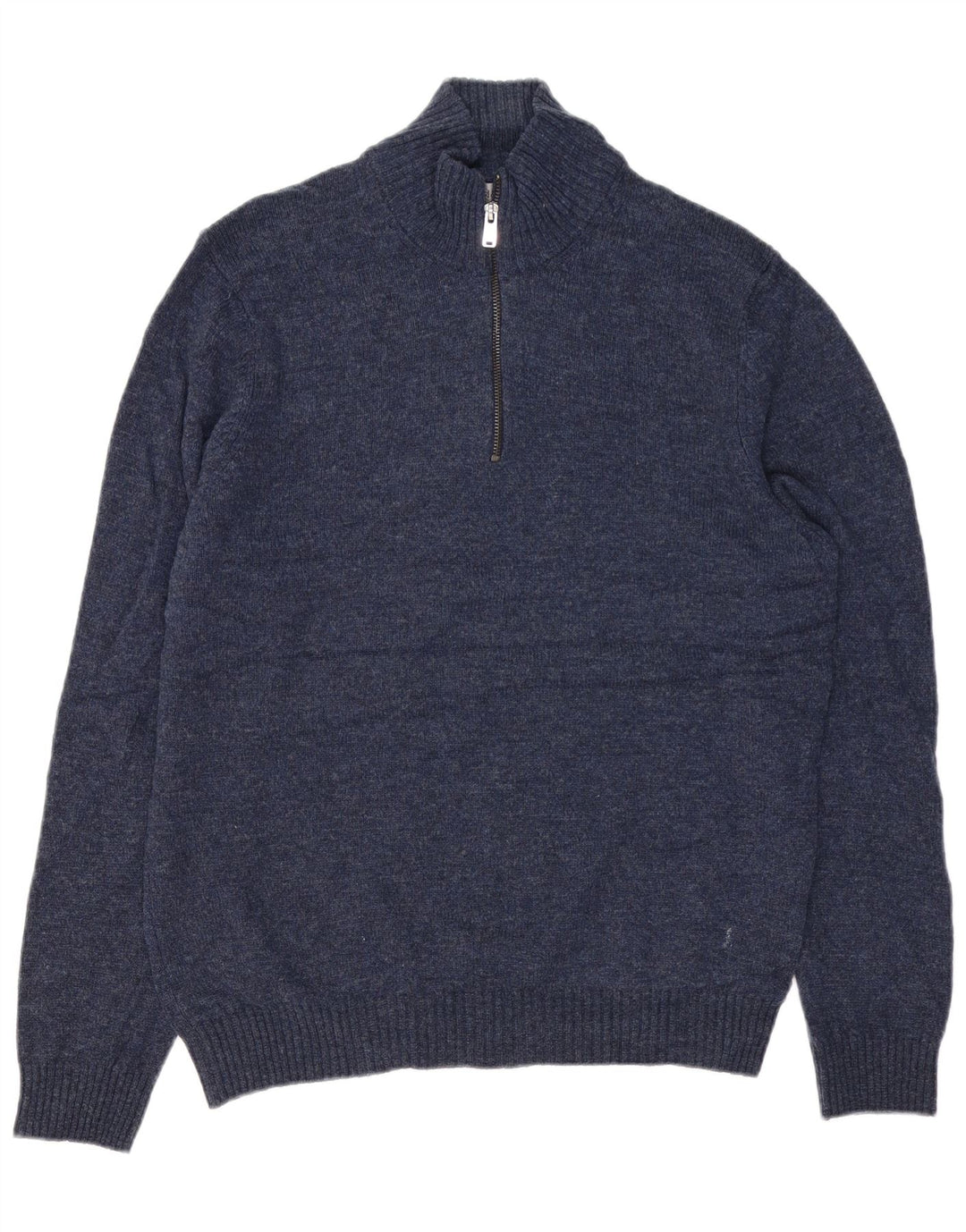 Marks & Spencer Mens Zip Neck Jumper Sweater Large Navy Blue Classic