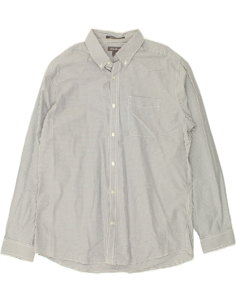 EDDIE BAUER Mens Relaxed Fit Shirt Large Grey Check Cotton Vintage Eddie Bauer and Second-Hand Eddie Bauer from Messina Hembry 