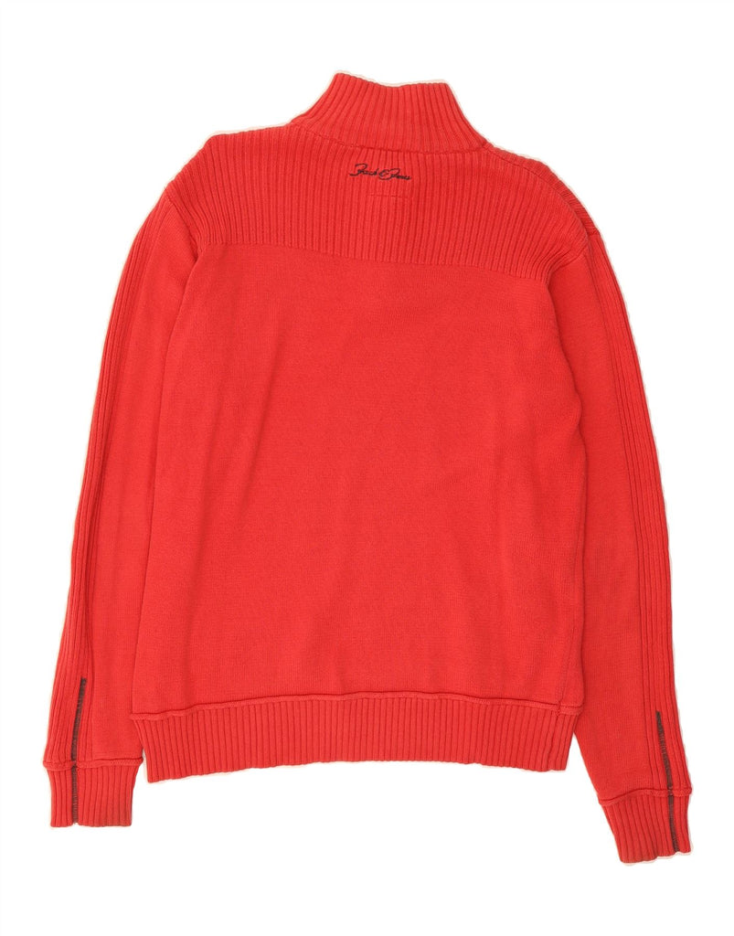 JACK & JONES Mens Zip Neck Jumper Sweater XL Red Cotton Vintage Jack & Jones and Second-Hand Jack & Jones from Messina Hembry 