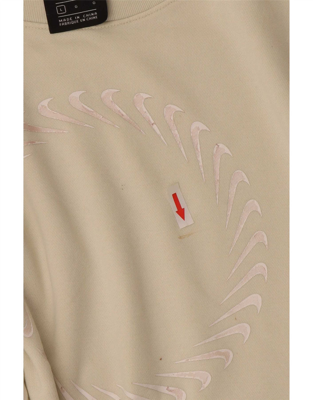 Nike Womens Graphic Oversized Sweatshirt Jumper UK 16 Large Beige Cotton