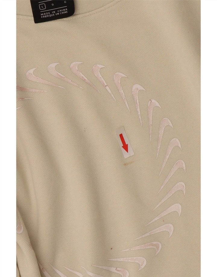 Nike Womens Graphic Oversized Sweatshirt Jumper UK 16 Large Beige Cotton