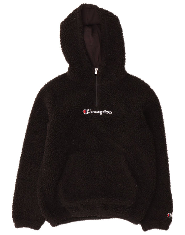 Champion Boys Graphic Hooded Fleece Jumper 11-12 Years Large Black