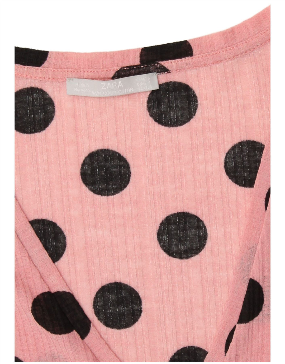 Zara Womens Crop Blouse Top UK 10 Small Pink Polka Dot