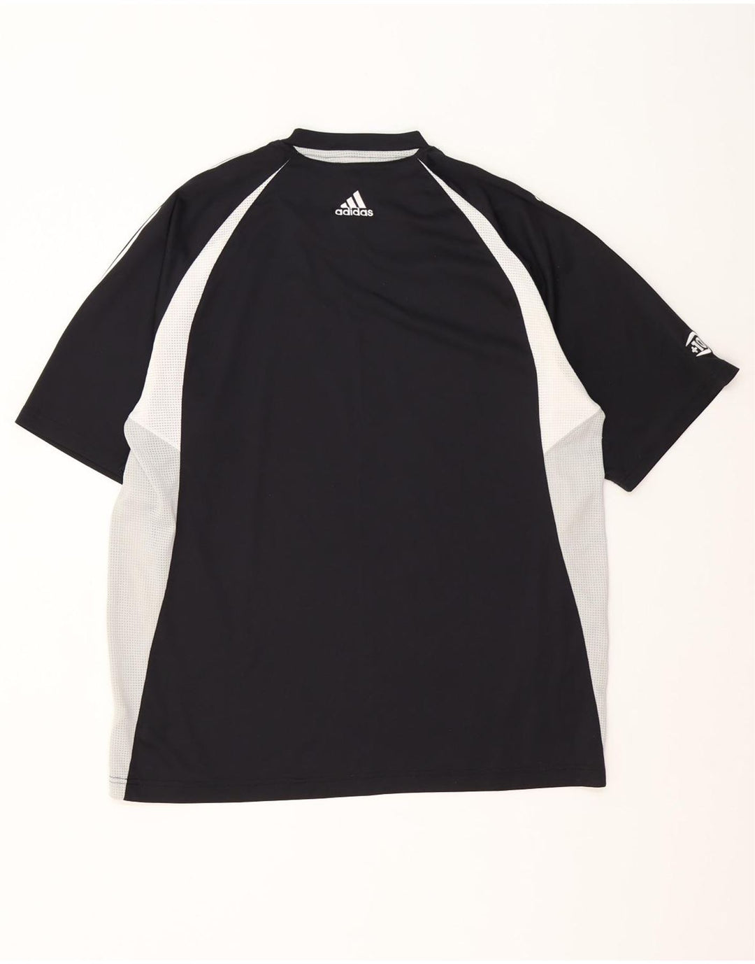 Adidas Mens T-Shirt Top Large Black Colourblock Polyester