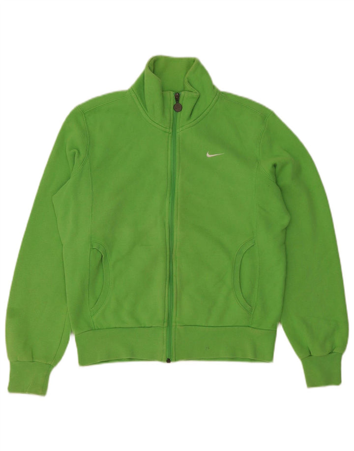 Nike Womens Tracksuit Top Jacket UK 10/12 Medium Green Cotton