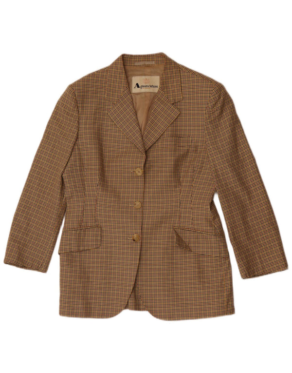 Aquascutum Womens 3 Button 2 Piece Suit IT 46 Large W32 L28 Beige Check