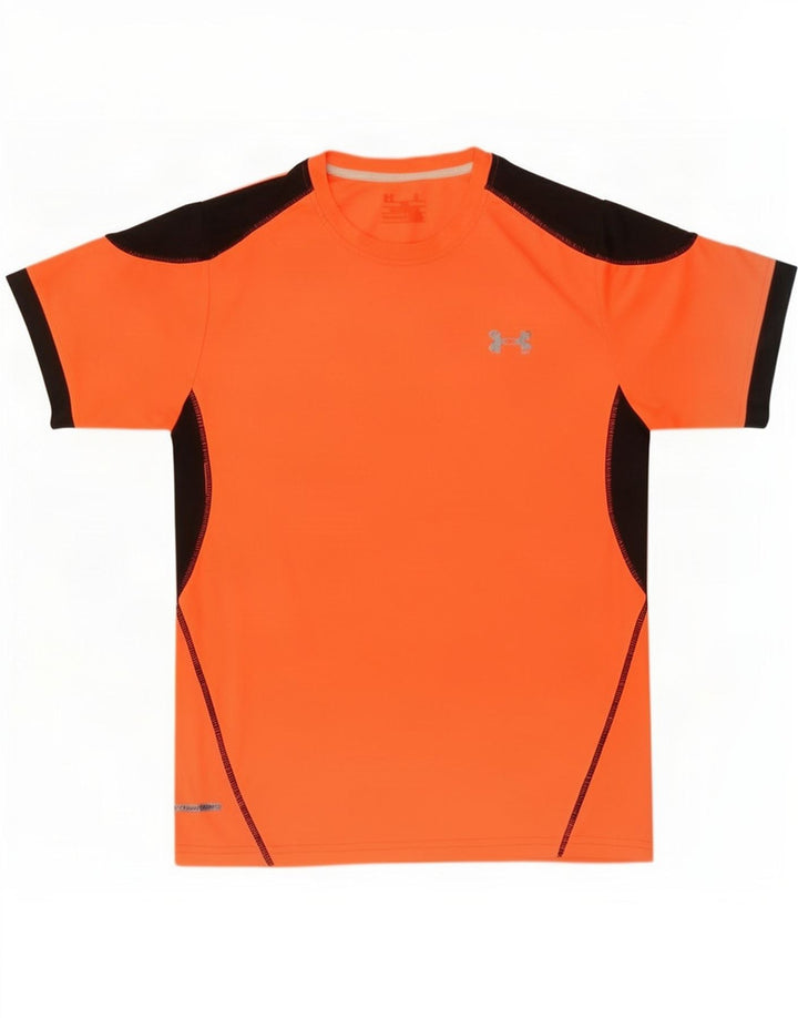 Under Armour Mens T-Shirt Top Medium Orange Colourblock Polyester