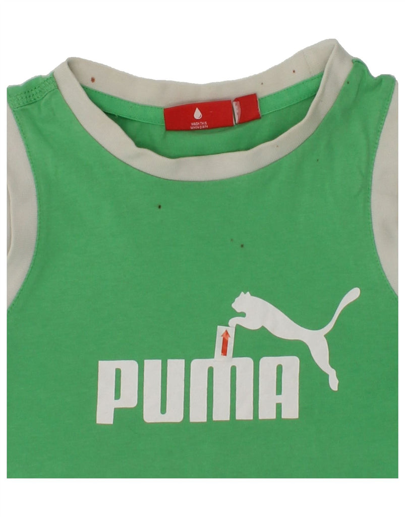 PUMA Boys Graphic Vest Top 7-8 Years Green Cotton | Vintage Puma | Thrift | Second-Hand Puma | Used Clothing | Messina Hembry 