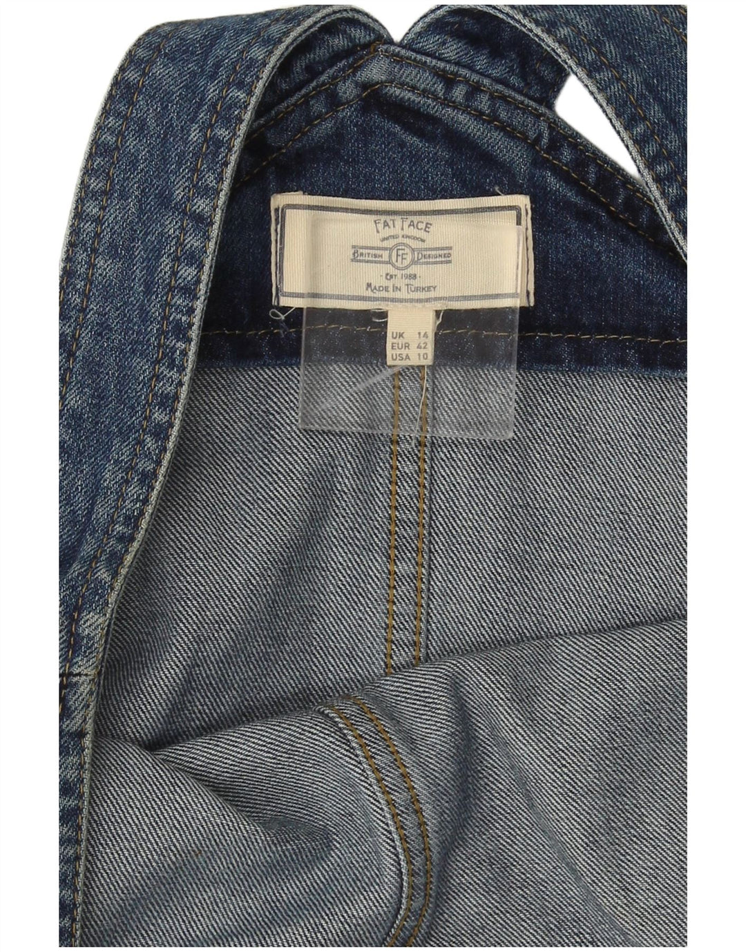 Fat Face Womens Denim Dungaree Dress UK 14 Large Blue