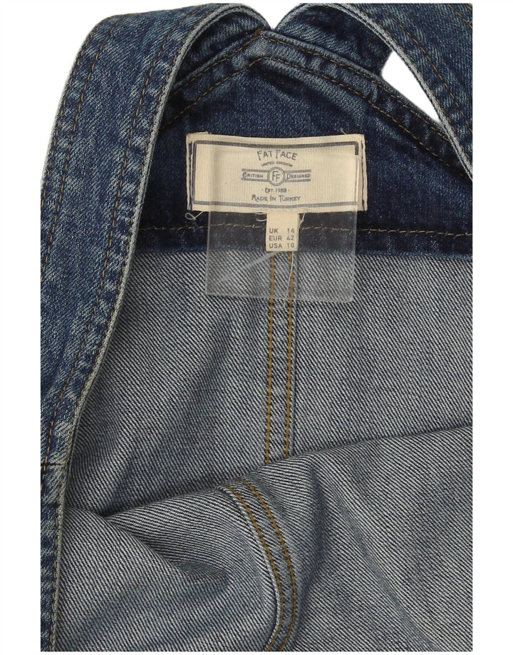 Fat Face Womens Denim Dungaree Dress UK 14 Large Blue