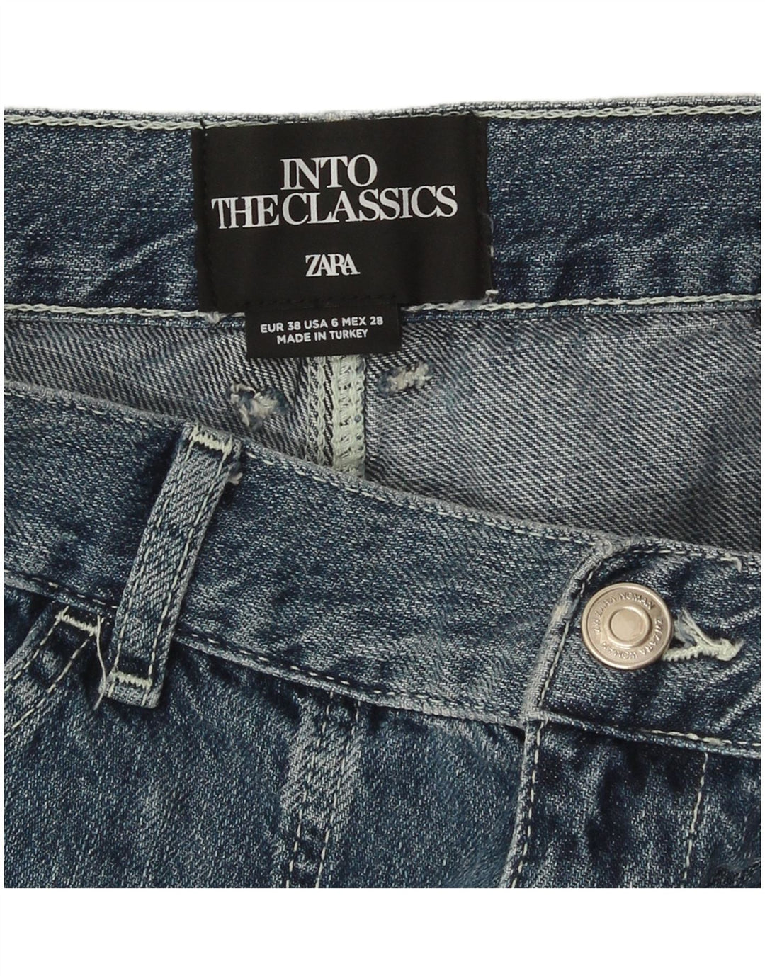 Zara Womens Carpenter Straight Jeans EU 38 Small W28 L34 Blue