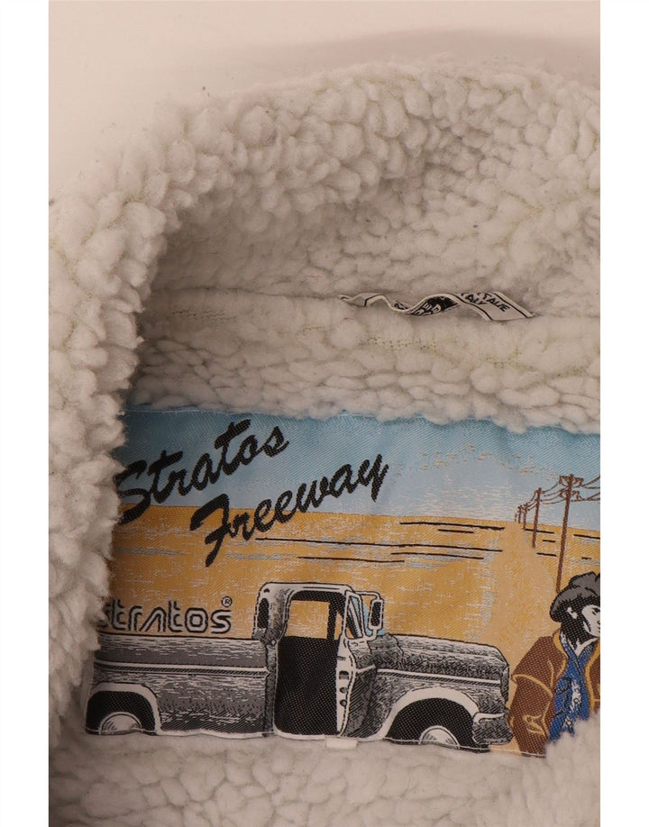 STRATOS Mens Denim Sherpa Jacket UK 42 XL Blue Cotton