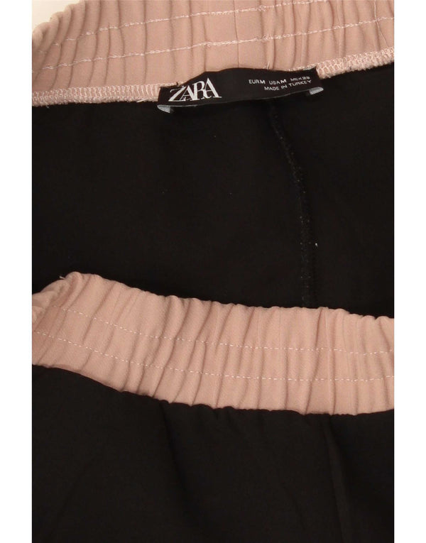 Zara Womens Tracksuit Trousers Joggers UK 12 Medium  Black Colourblock