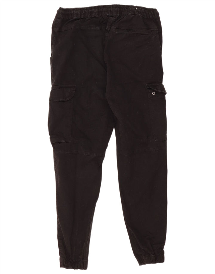 Zara Mens Joggers Cargo Trousers Medium W30 L27 Black Cotton