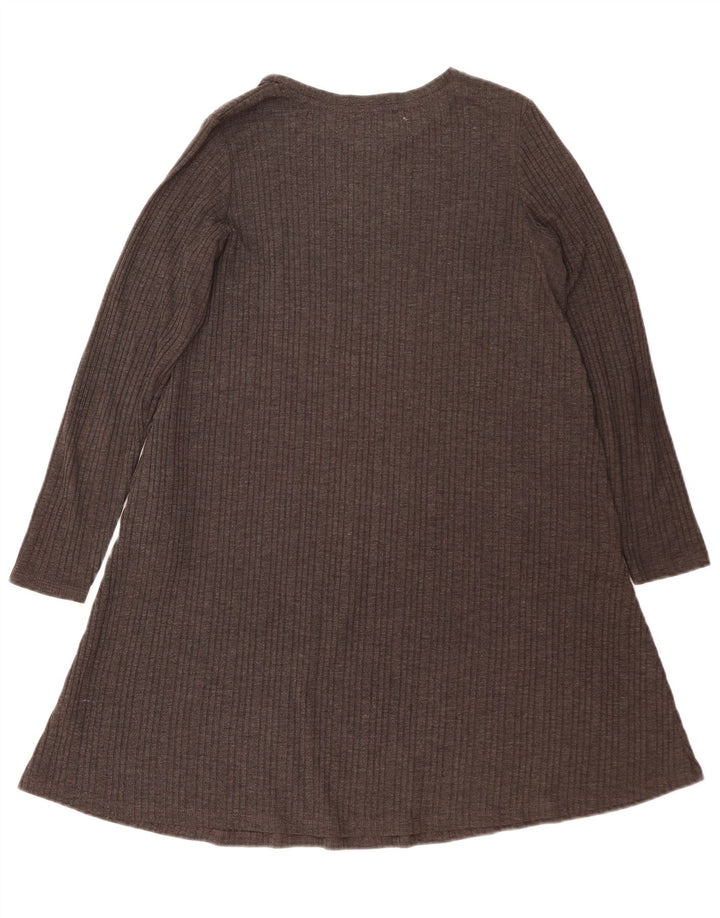 Marks & Spencer Womens Long Sleeve Jumper Dress UK 14 Large Grey Polyester