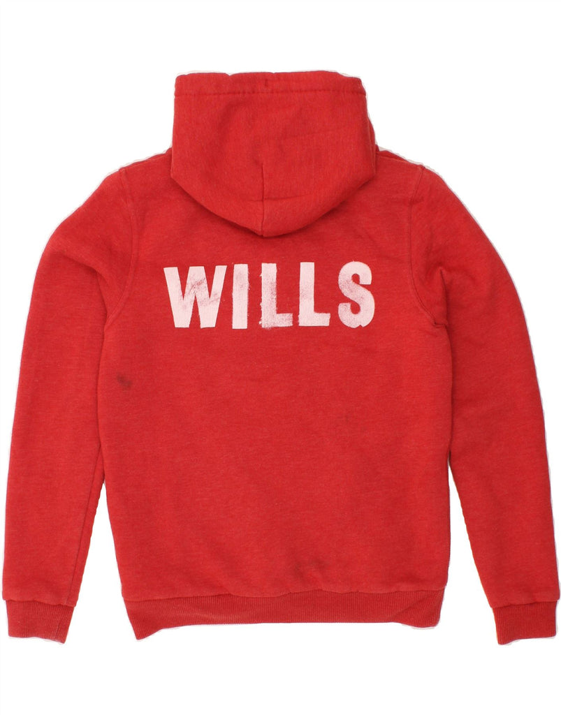 JACK WILLS Womens Graphic Hoodie Jumper UK 12 Medium  Red Cotton Vintage Jack Wills and Second-Hand Jack Wills from Messina Hembry 