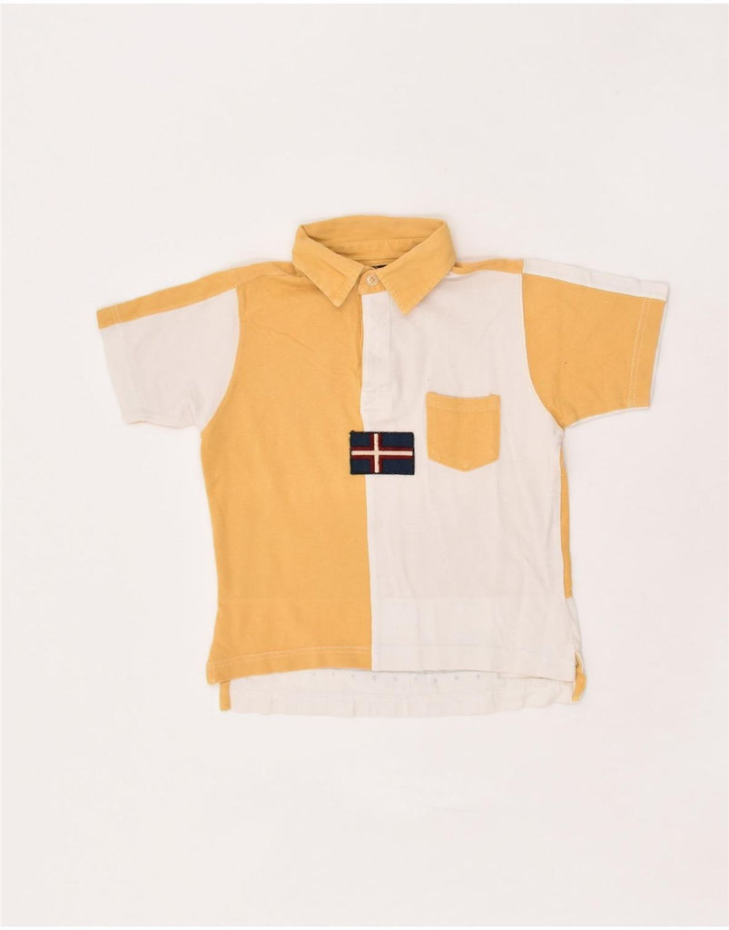 NAPAPIJRI Boys Graphic Polo Shirt 5-6 Years Yellow Colourblock Cotton | Vintage Napapijri | Thrift | Second-Hand Napapijri | Used Clothing | Messina Hembry 